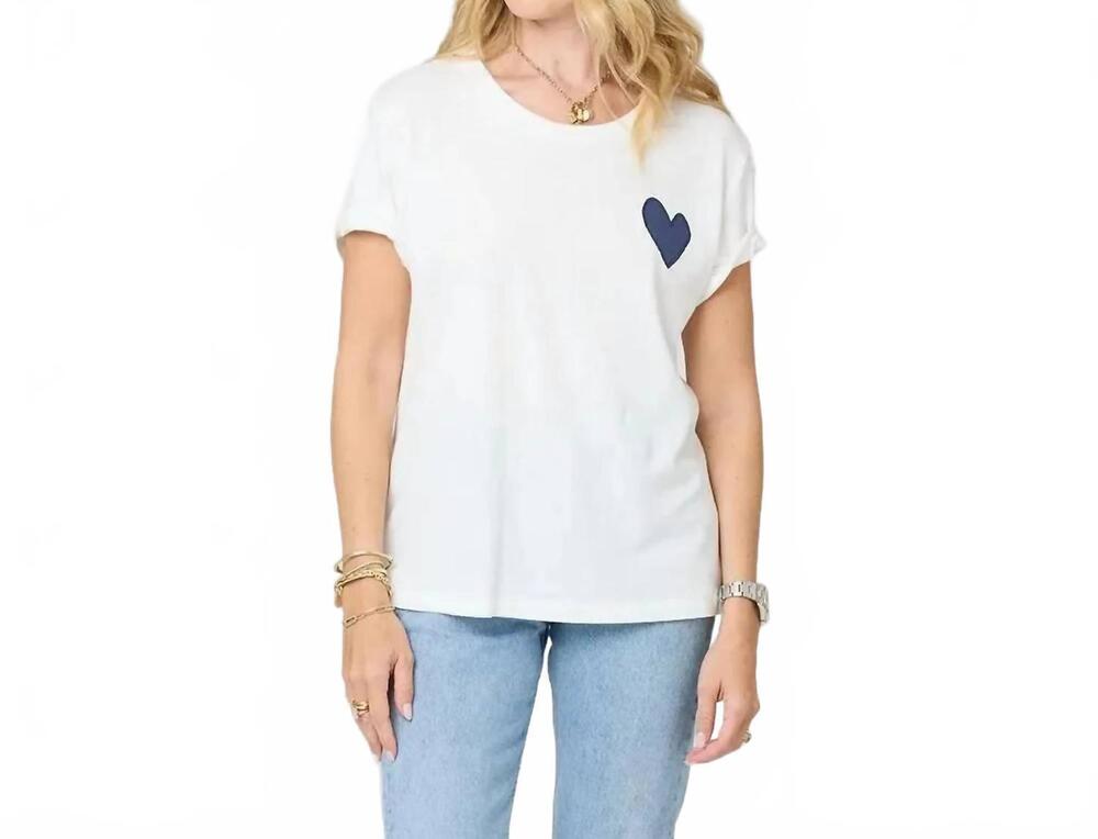 NEW KERRI ROSENTHAL suke contrast heart tee in white/ indigo